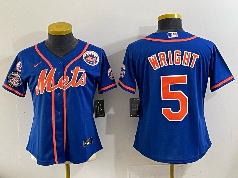 Youth New York Mets 5 Wright blue 2025 MLB Nike jersey 003